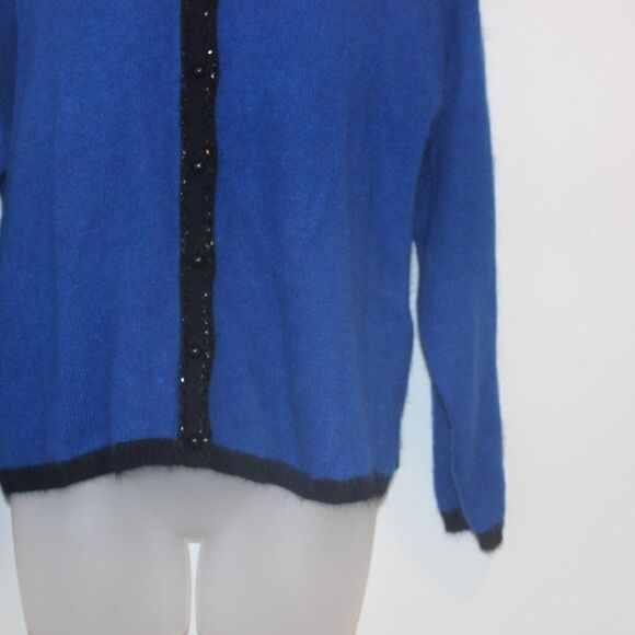 Vintage Rafaella Blue Cardigan Sweater Angora Rabbit Hair /Lambswool Women Large - Picture 4 of 13